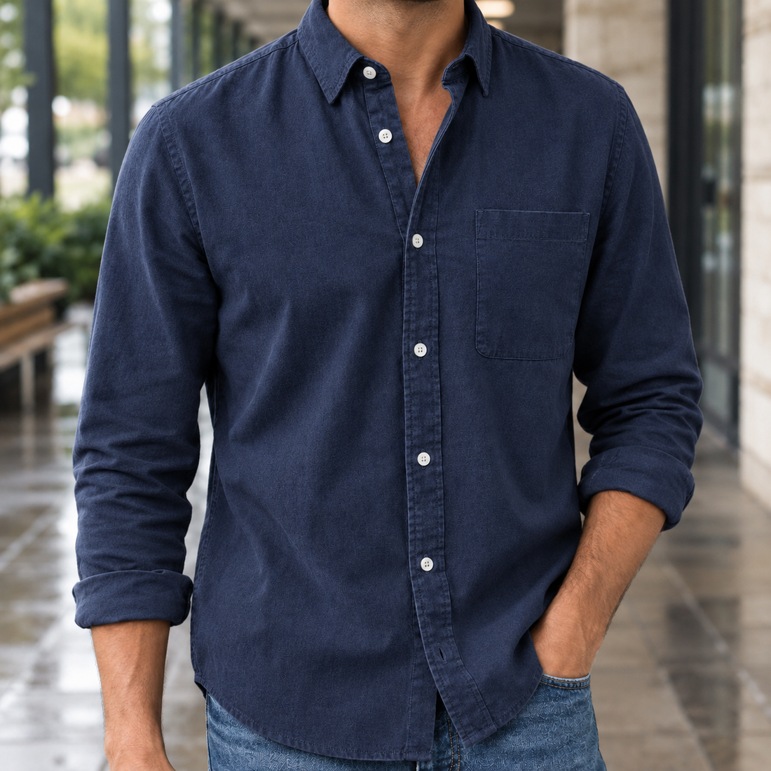 Ramsey-Ellis Chest Pocket Shirt - Navy Blue