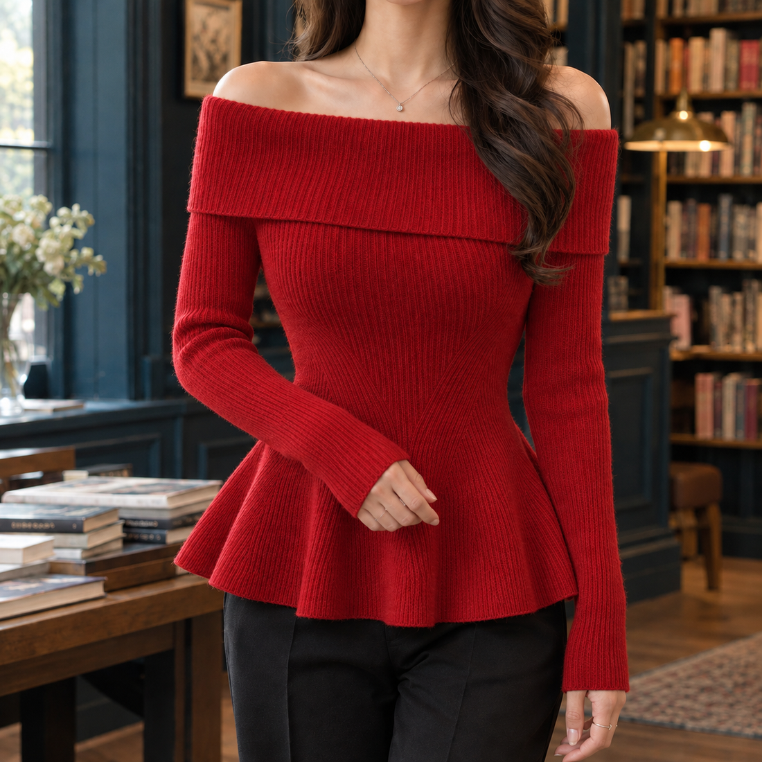 Hesper-Marie Off Shoulder Top - Red