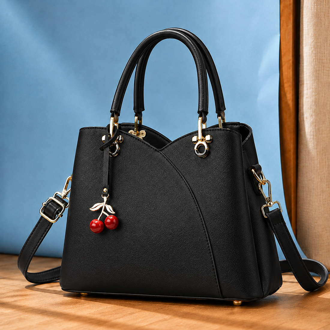 Marchetti Cherry Handbag - Musta