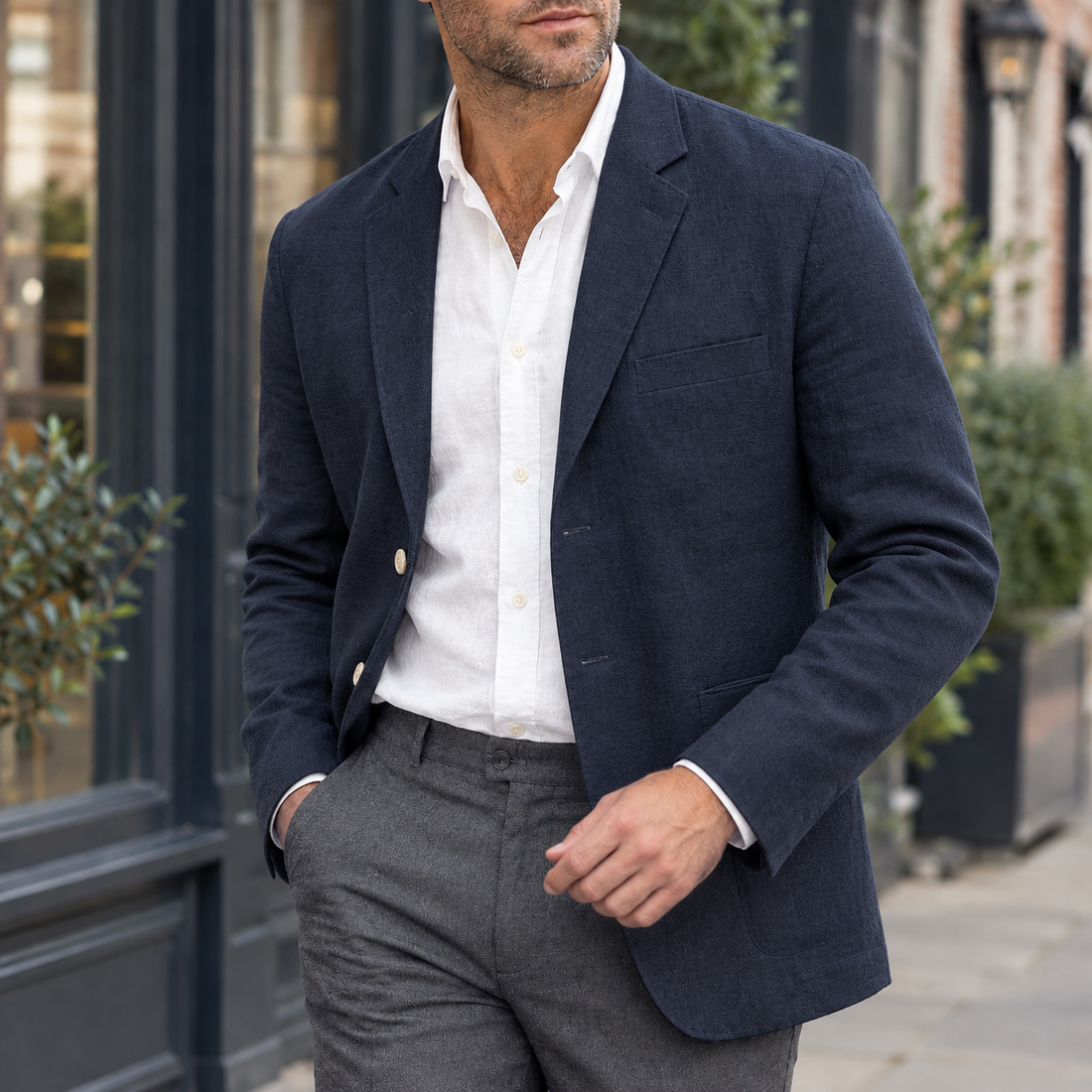 Bastien Unstructured Blazer - Navy
