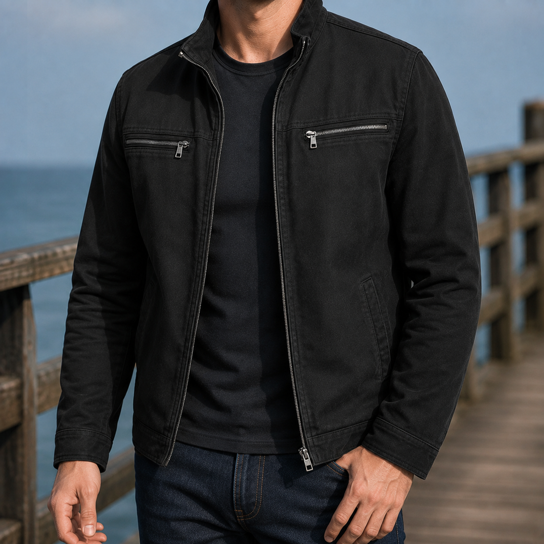 Finnian Military Jacket - Black