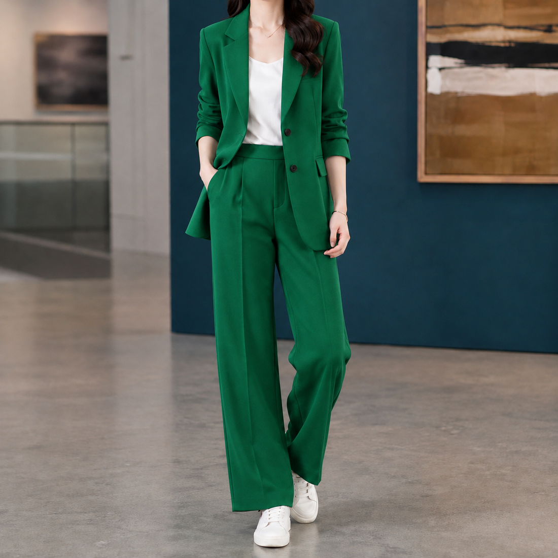 Quinn-June Wide Leg Set - Green