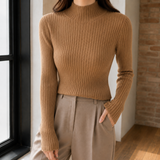 Elara Ribbed Sweater - Khaki