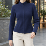 Cassidy-Sage Stand Collar Jacket - Navy Blue
