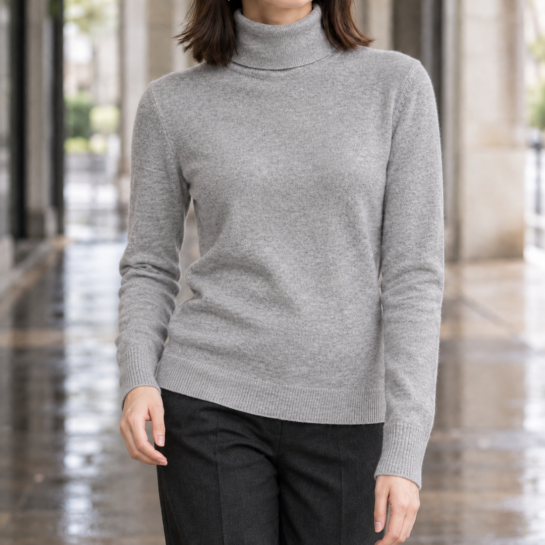 Nicole Turtleneck Sweater - Gray