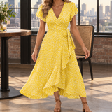 Idalia-Louise Floral Wrap Dress - Yellow