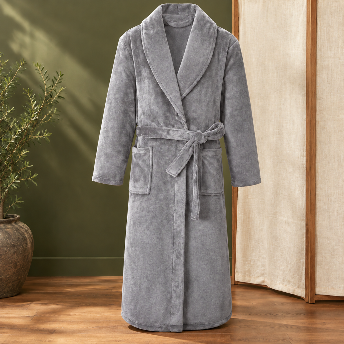 Tavelli Plush Bathrobe - Gray