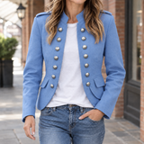 Ariadne-Lane Military Jacket - Sky Blue