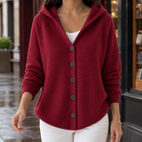 Mara-Pearl Hooded Cardigan - Wine Red