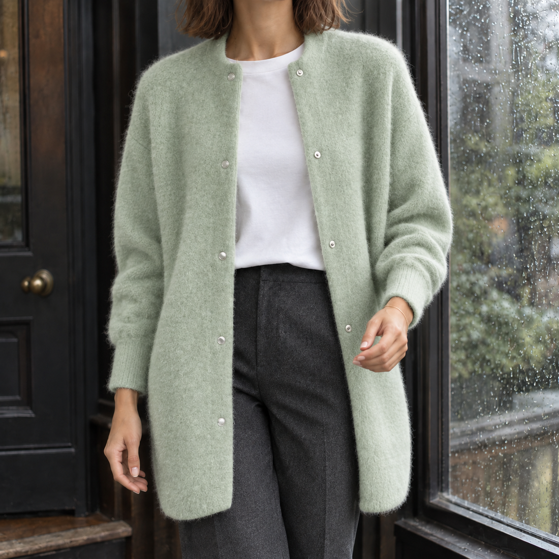 Teresa Brushed Cardigan - Light Green