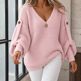 Charlize V Neck Sweater - Pink