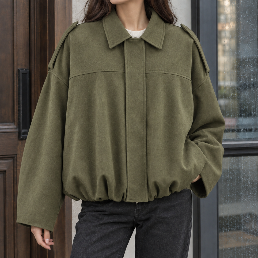 Morgan Suede Jacket - Army Green