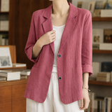 Giselle-Louise Notch Lapel Blazer - Red