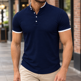 Jude Stand Collar Polo - Navy Blue