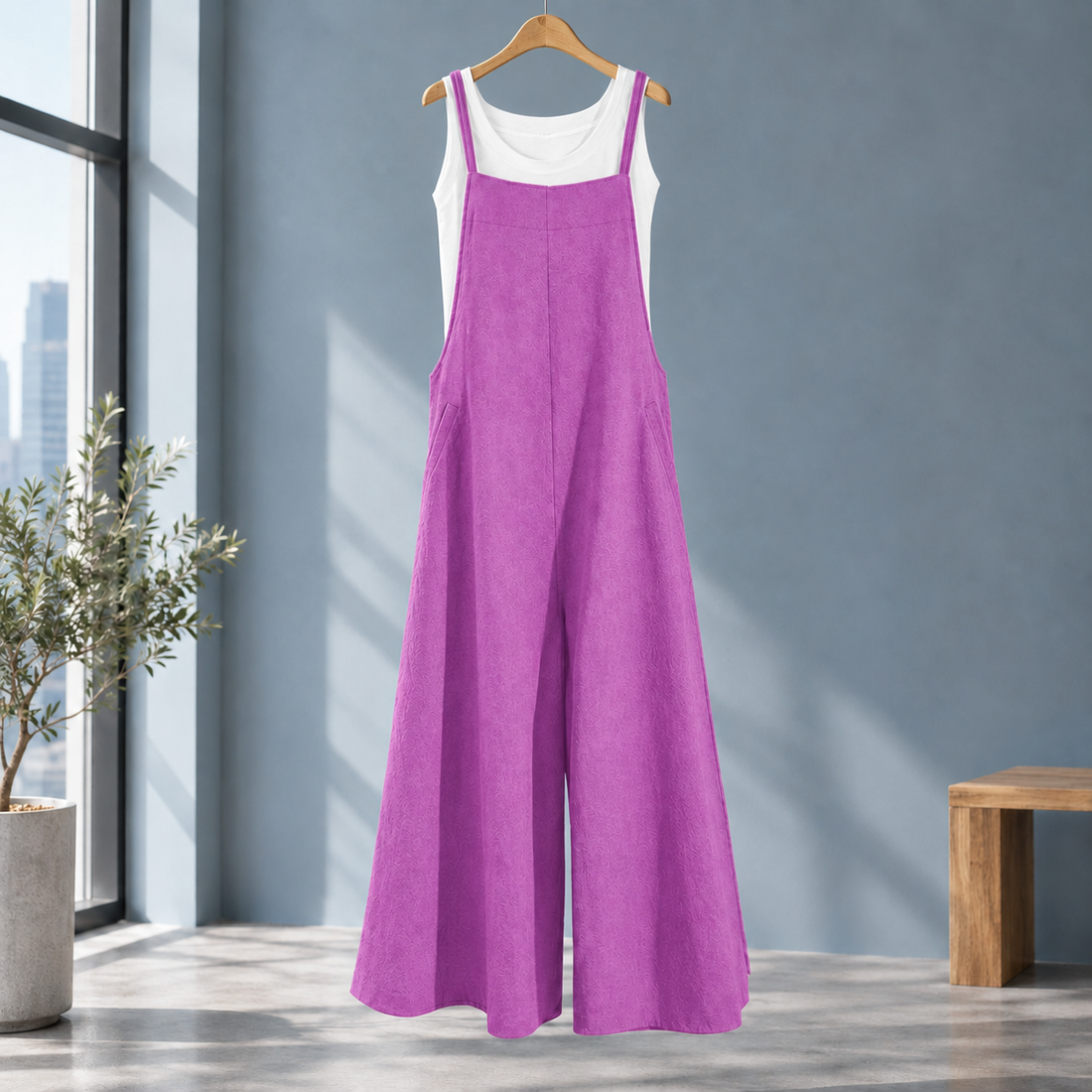 Autumn Wide Leg Jumpsuit - Purple
