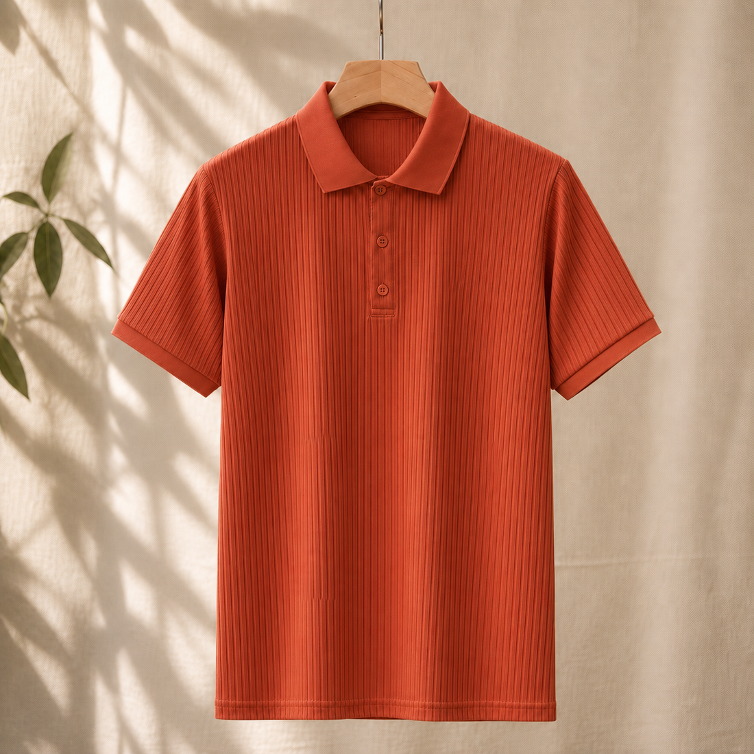 Frederick Ribbed Polo - Red Orange