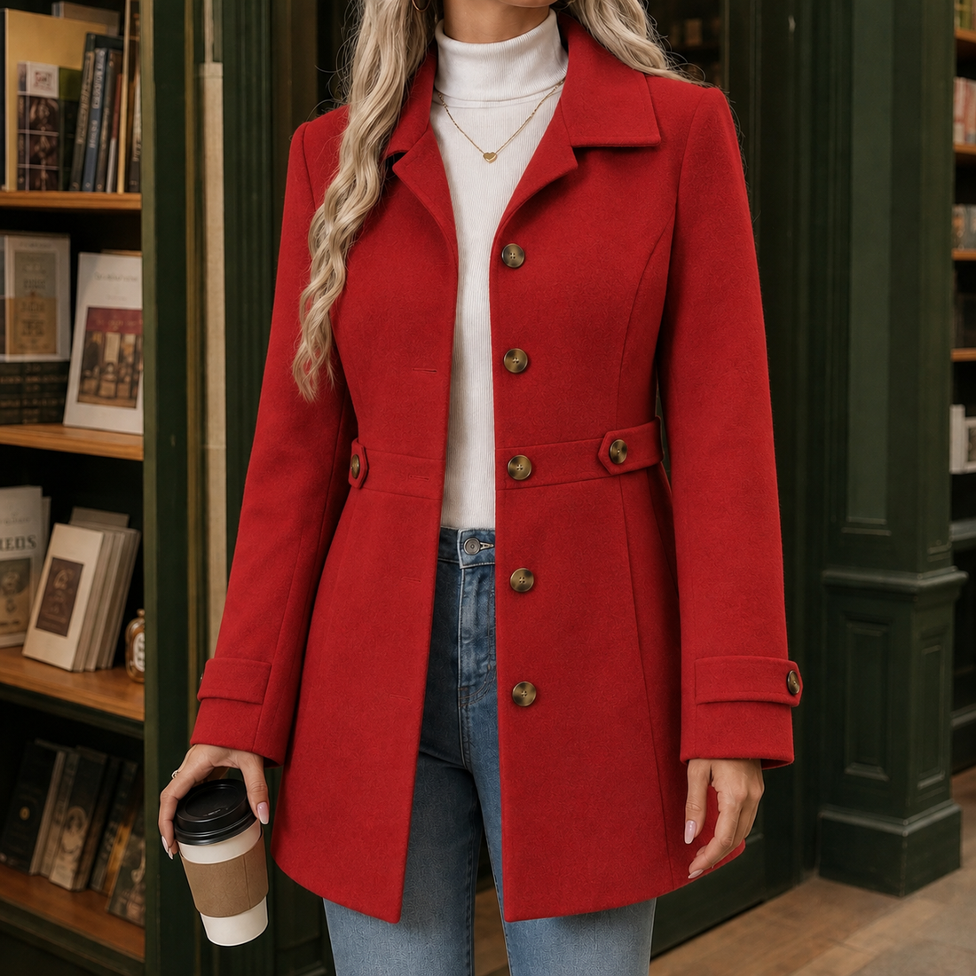 Ernestine Notched Blazer - Red