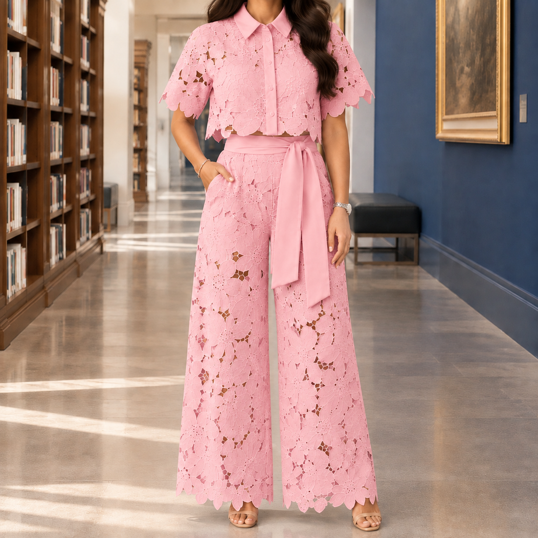 Fenna-June Wide Leg Set - Pink