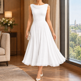 Calla-Grace Draped Midi Dress - White