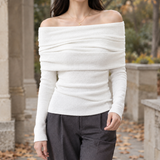 Tabitha-Rose Off Shoulder Sweater - White