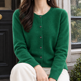 Lorelai-Sage Round Neck Cardigan - Emerald