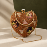 Piacenza Sequined Heart Clutch - Brown