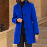 Ashley-Skye Stand Collar Coat - Dark Blue