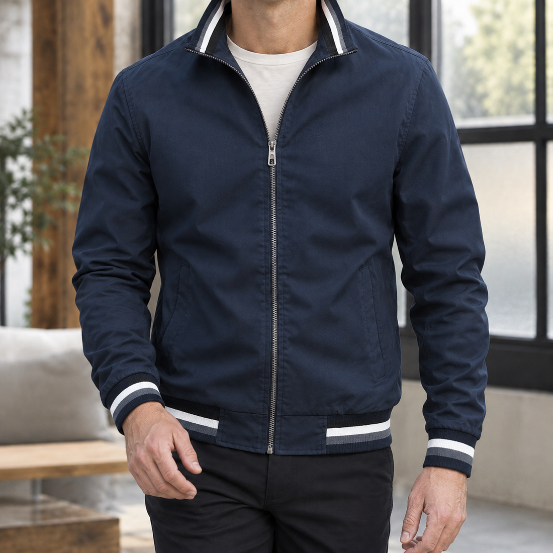 Jake Ribbed Jacket - Dark Blue