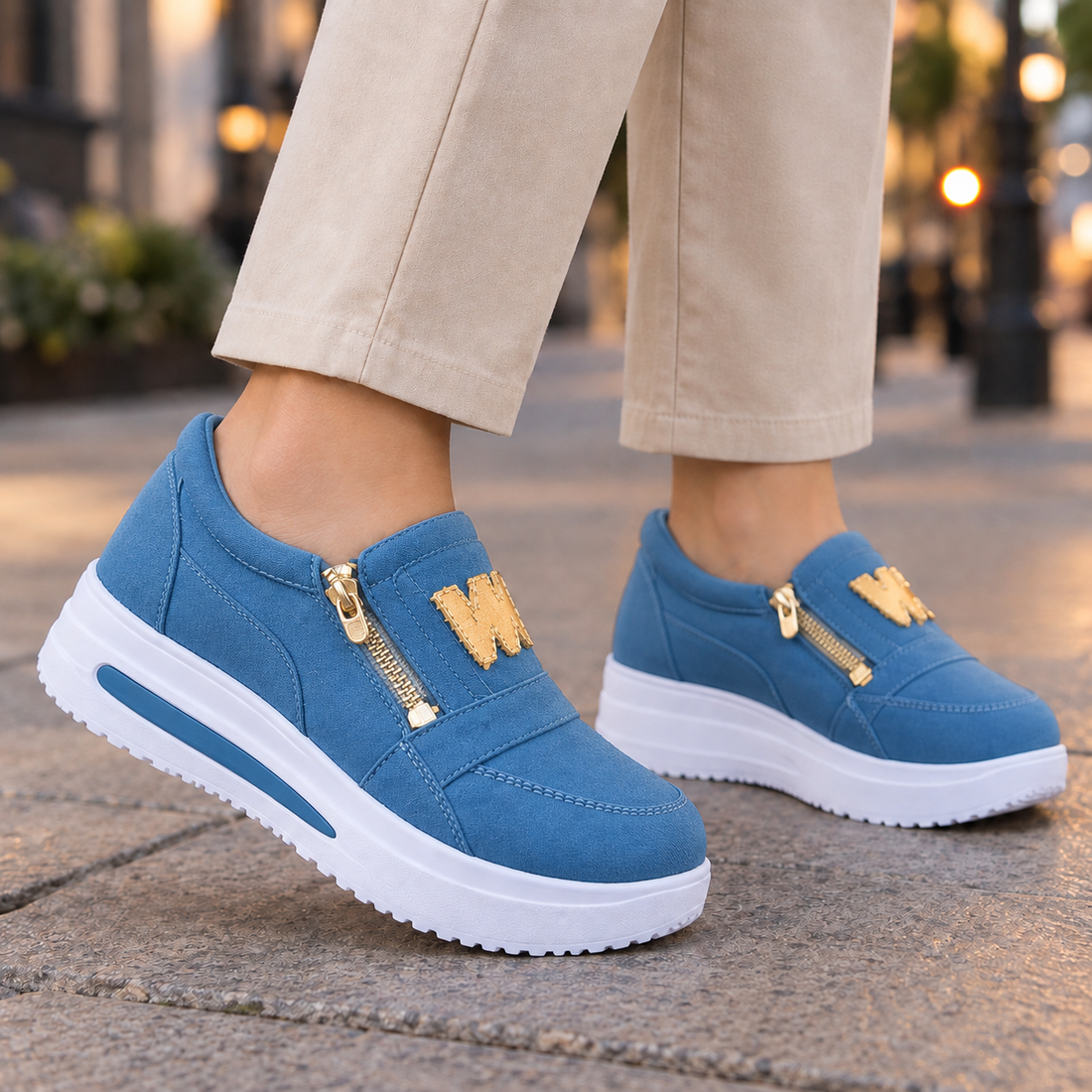 Rossi Wedge Sneakers - Peacock Blue