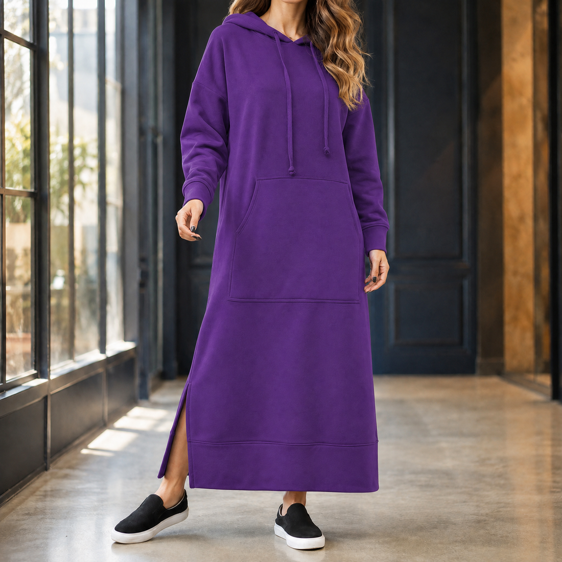 Briony Hooded Maxi Dress - Purple