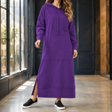 Briony Hooded Maxi Dress - Purple
