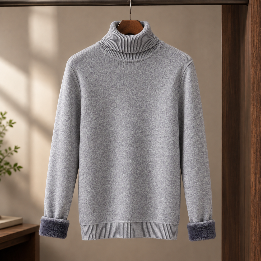 Fulbert Ribbed Turtleneck Sweater - Gray High Collar