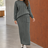Selma Relaxed Knit Set - Dark Gray