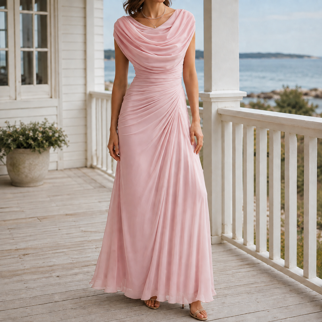 Sylvie-Skye Cowl Neck Dress - Pink