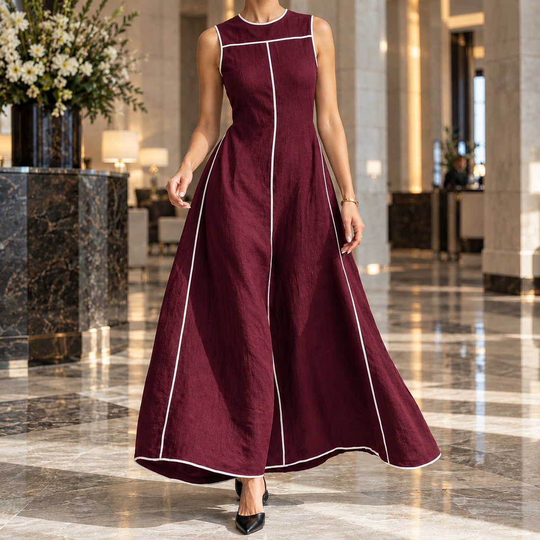 Katia-June A Line Dress - Burgundy