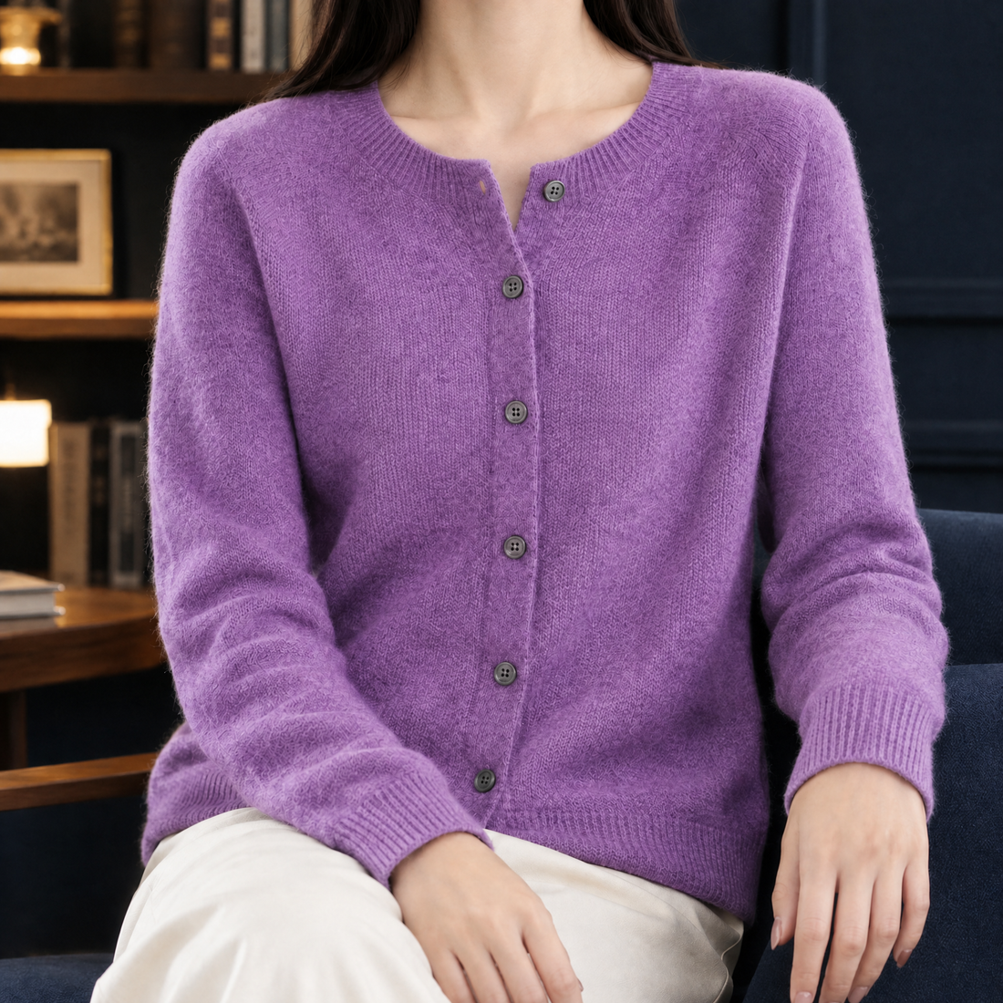 Daphne-Louise Wool Cardigan - Purple
