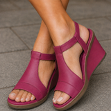 Montanari Gladiator Wedge Sandals - Red