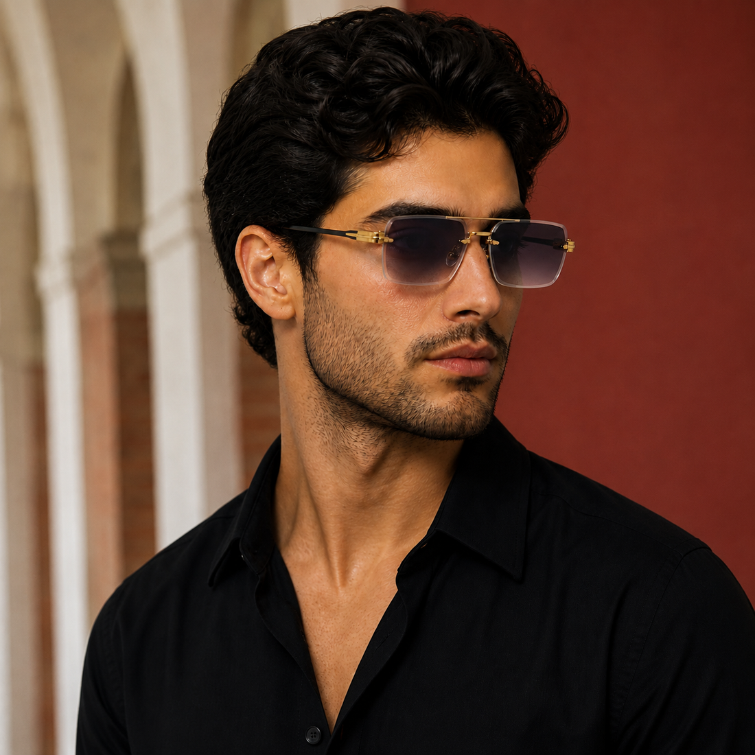 Ellis Rimless Sunglasses - Gray