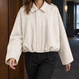Isabelle Suede Bomber Jacket - Off White