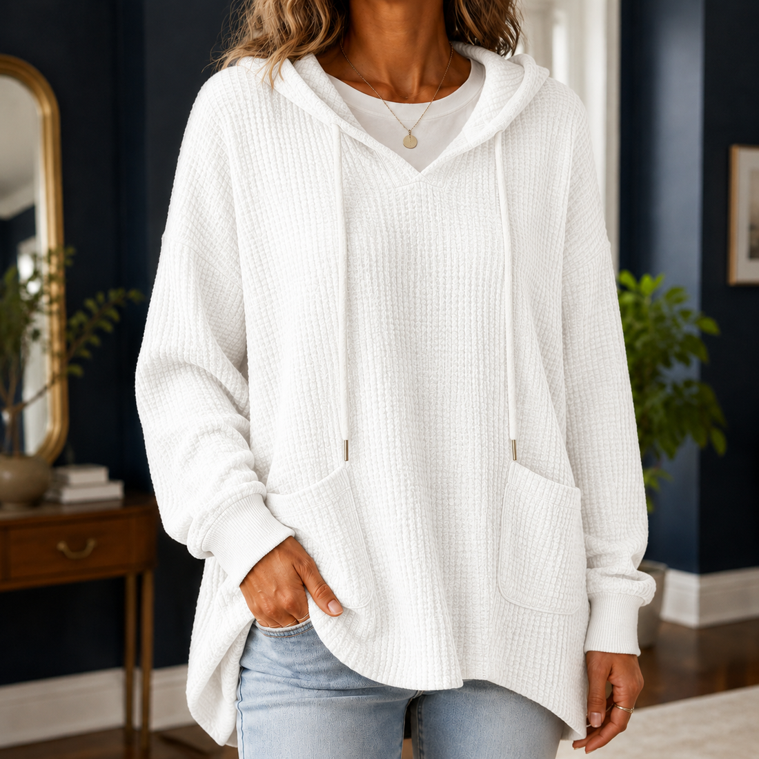 Oriana-Lane Relaxed Hoodie - White