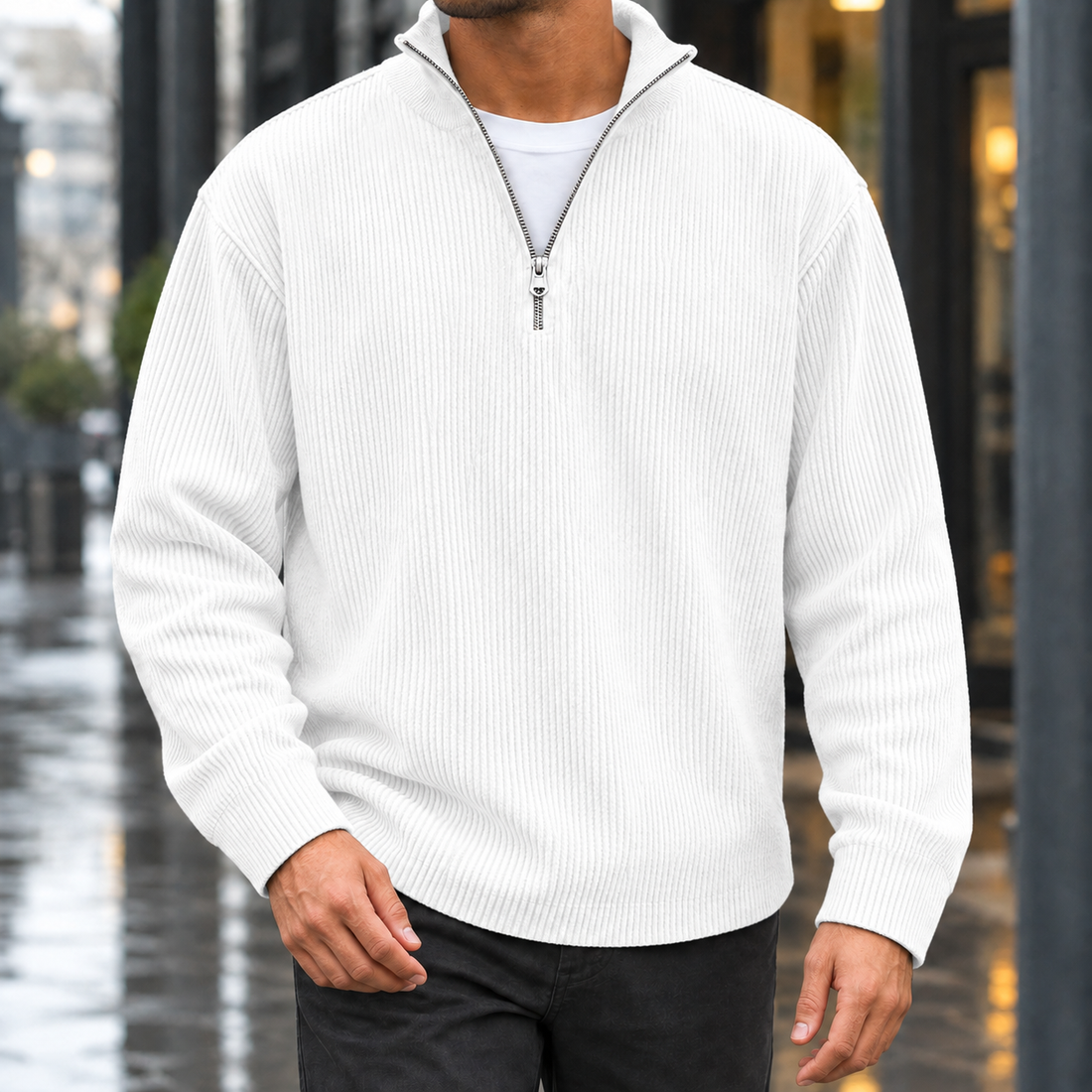 Calvin-Reid Stand Collar Pullover - White