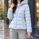 Carina-Pearl Cinched Puffer Jacket - Baby Blue