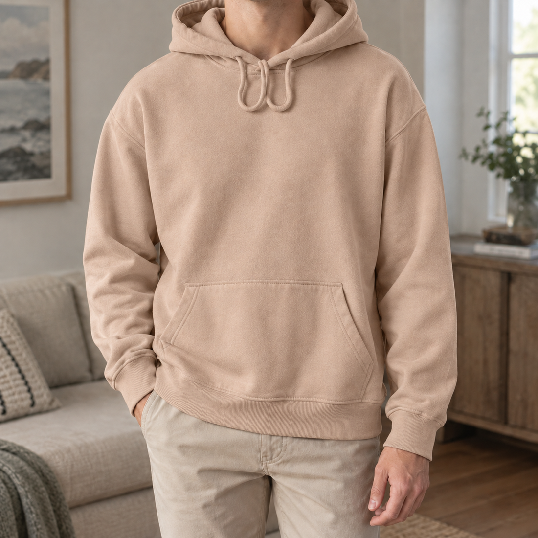 Oswin-Miles Cotton Hoodie - Khaki