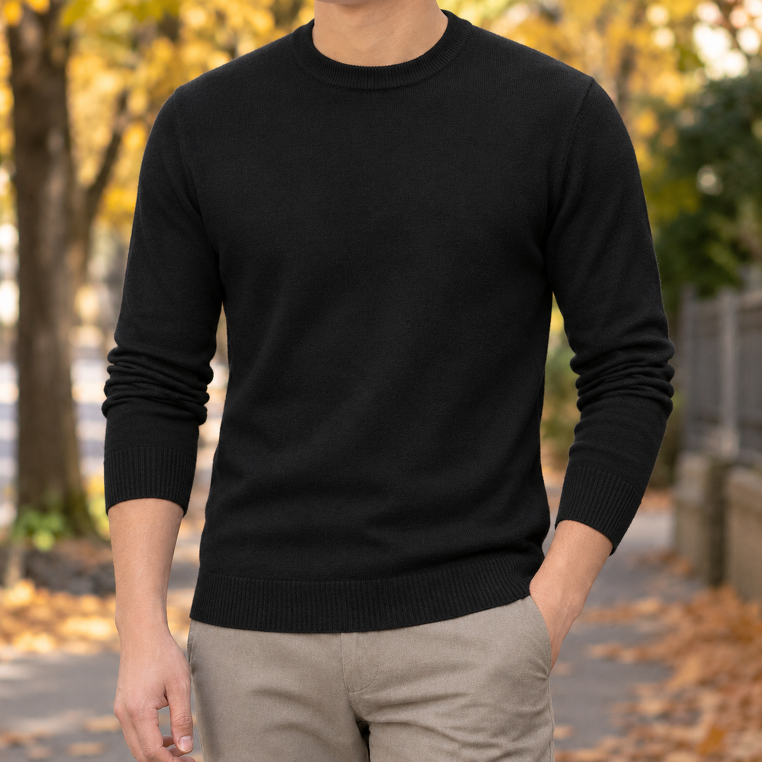 Olivier-Miles Crew Neck Sweater - Round Neck Black