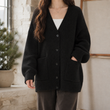 Hildegarde-Elise Ribbed Cardigan - Black