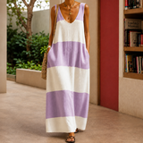 Genevieve Striped Maxi Dress - Light Purple