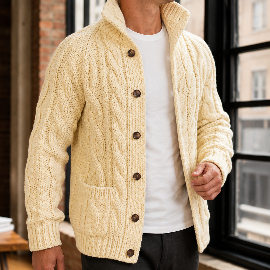 Anders Cable Knit Sweater - Light Brown