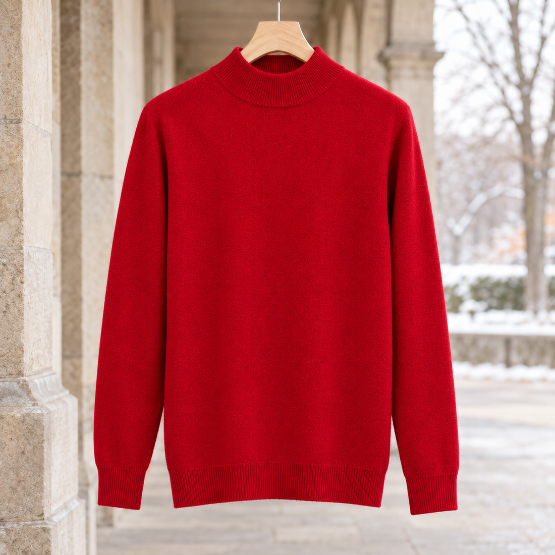 Pierrick-Wade Mock Neck Sweater - Mat-neck Large Red