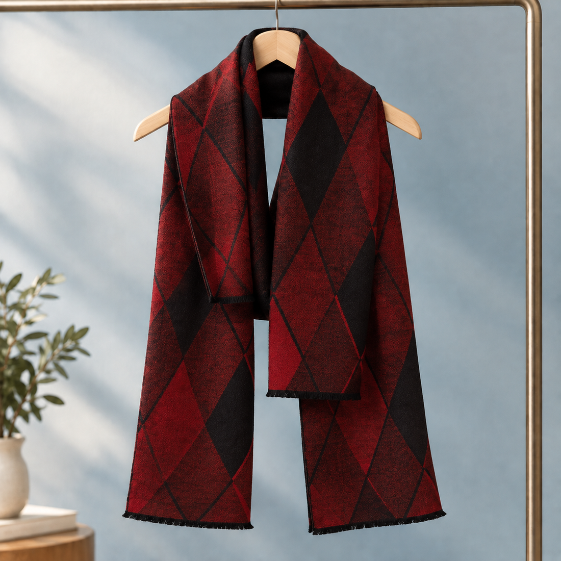 Sinclair Cashmere Scarf - Red Black