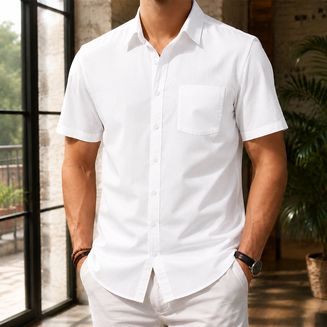 Desmond Short Sleeve Shirt - White